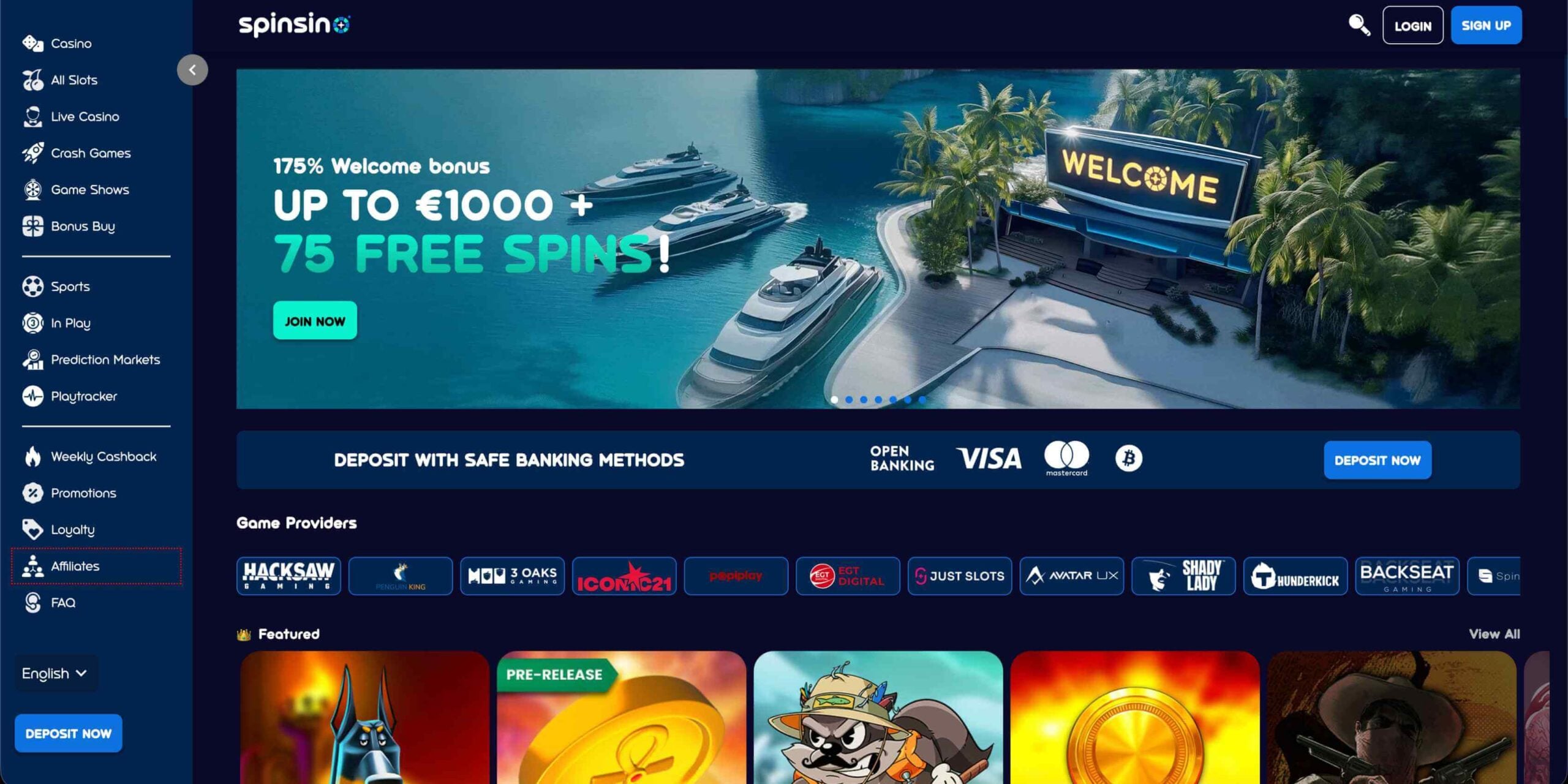 Spinsino lobby screenshot